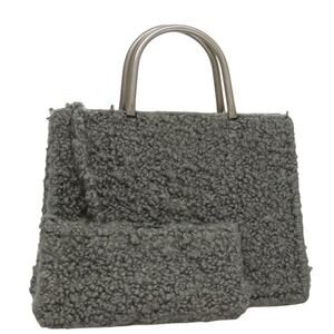 Salvatore Ferragamo Hand Bag Wool Gray